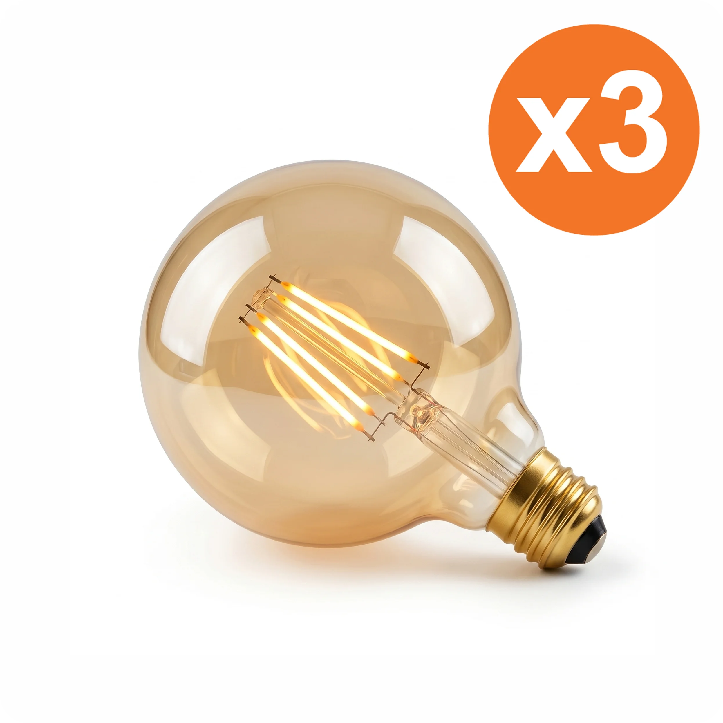 3x E27 G125 Filament LED Globe Toscane 7.2 W 2200 K dimmbar für Lampenersatz