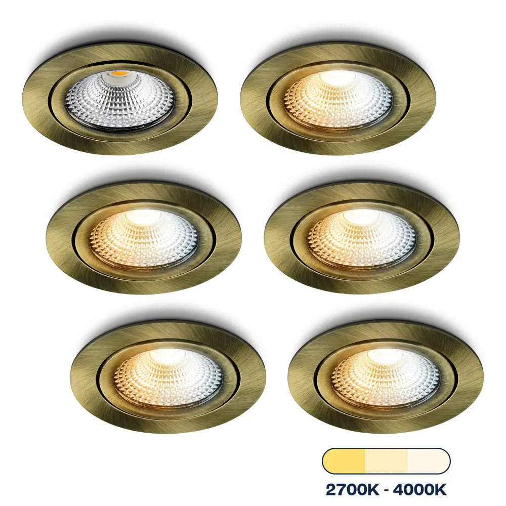 LED-Einbaustrahler Vivaro messing dreifarbig 5 W für Deckenmontage