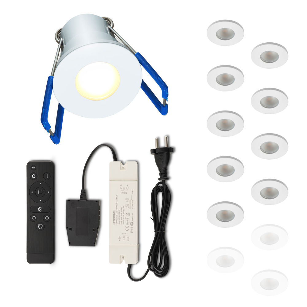 Set LED-Einbaustrahler mit Fernbedienung Varese weiß 3 W dimmbar 1-12 Stück für Deckenmontage